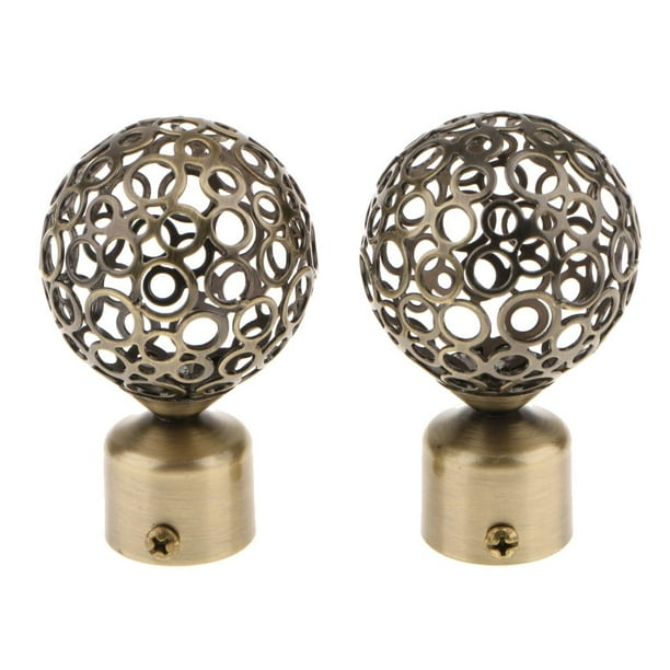 2 uds extremos de barra de cortina cabeza de poste de cortinas . Bola hueca de varilla de 28 mm Bronce AU Bola hueca Bronce Zulema Extremos de barra de cortina de ventana