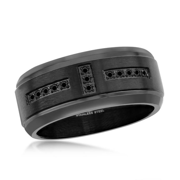 Men’s Simulated Diamond CZ Ring | Black IP Stainless-Steel Band | Comfort Fit Jewelry for Men-9