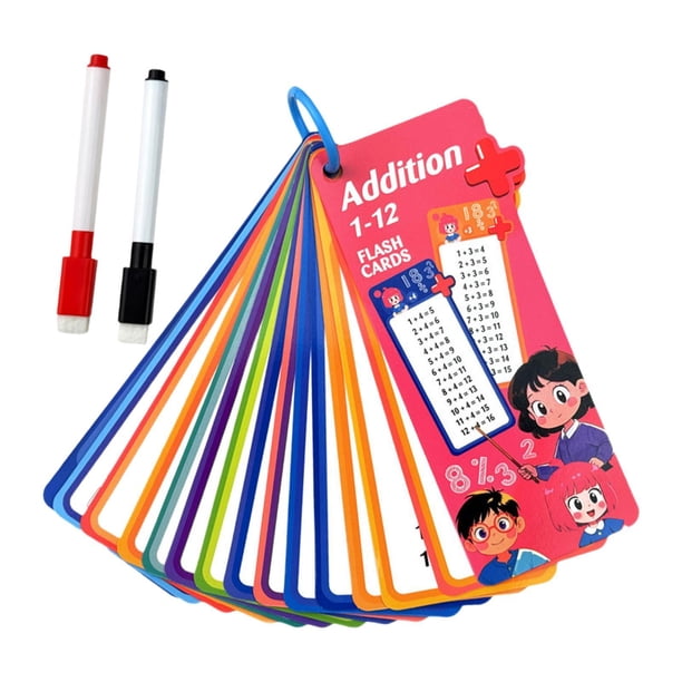 Tarjetas didácticas de matemáticas para niños, 15 tarjetas, portátiles, reutilizables, para escuela primaria. Suma