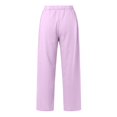 thumbnail image 4 of Pink Sweatpants Womens Daily Elastic Waist Pockets Straight Solid Color Casual Pants Loose Long Trousers, 4 of 5