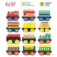 Wooden Train Set 12 PCS Train Toys Set Includes 3 Engines
