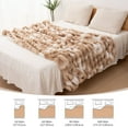 thumbnail image 7 of VK·LIVING Thick Ribbed Faux Rabbit Fur Cozy Reversible Throw Blanket,Super Soft 3D Striped Fuzzy Cozy Blankets,Brown,60"x 80", 7 of 7