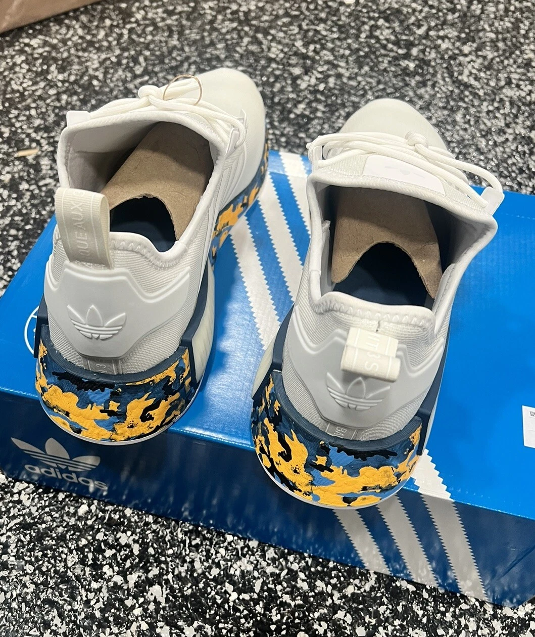 Ad-id-as NMD_R1 White Camo Gold Blue Sneakers, GX4466 (Men display picture 2