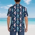 thumbnail image 4 of Sikiie Seahorses And Plants Print Men's Hawaiian Shirt, Summer Beach Button Pocket Short Sleeve T-Shirt,Large, 4 of 7