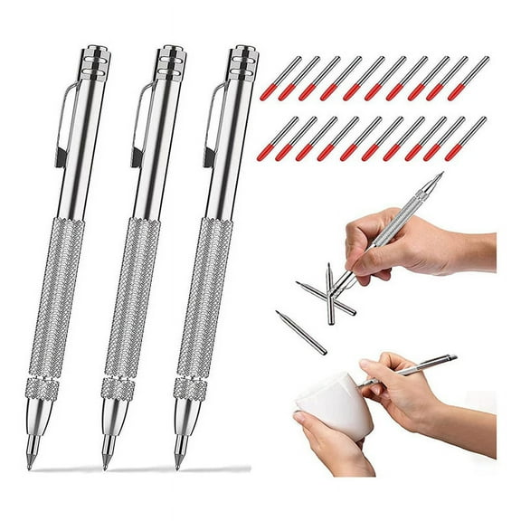 3Pack Scribe Tool with Magnet,Tungsten Carbide Scriber with 20 Replacement Marking Tip,for Glass/Ceramics/Hardened Steel