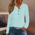 thumbnail image 2 of UTSJKR Hoodies for Women Long Sleeve Eyelet Tops Button Casual Loose Fit Shirts Fashion Lightweight Pullover Light Blue XXL, 2 of 6
