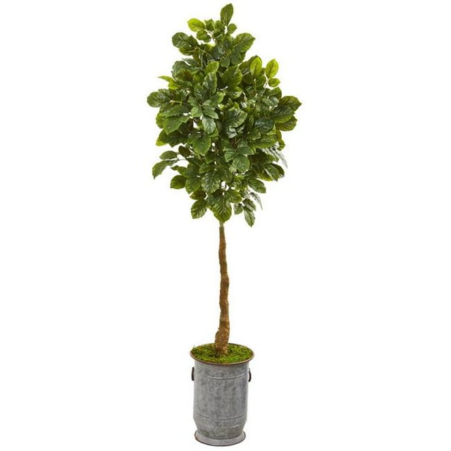 Nearly Natural 9574 6 in. Beech Leaf Artificial Tree in Metal Planter with Copper Trimming