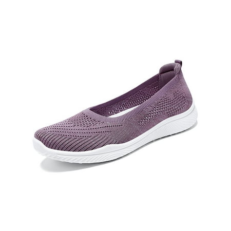 

Daeful Women s Shoes Slip On Casual Shoe Comfort Flats Lightweight Closed Toe Sneakers Women Breathable Loafers Purple 6.5