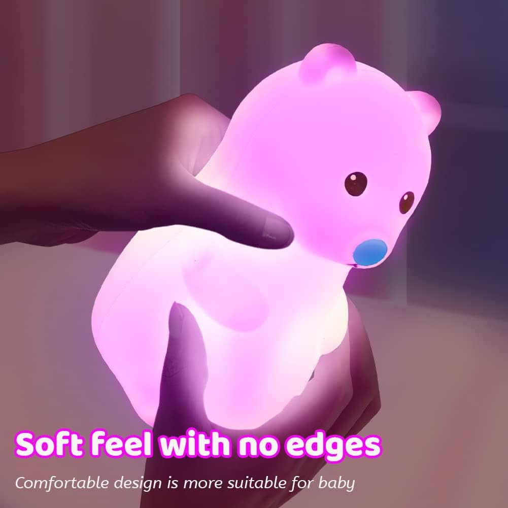Rechargeable Silicone Children's Night Light, USB Plug Silicone Night Light, Silicone Clap Light, Multicolored Baby Night Light, Soft, Comfortable, Lovely
