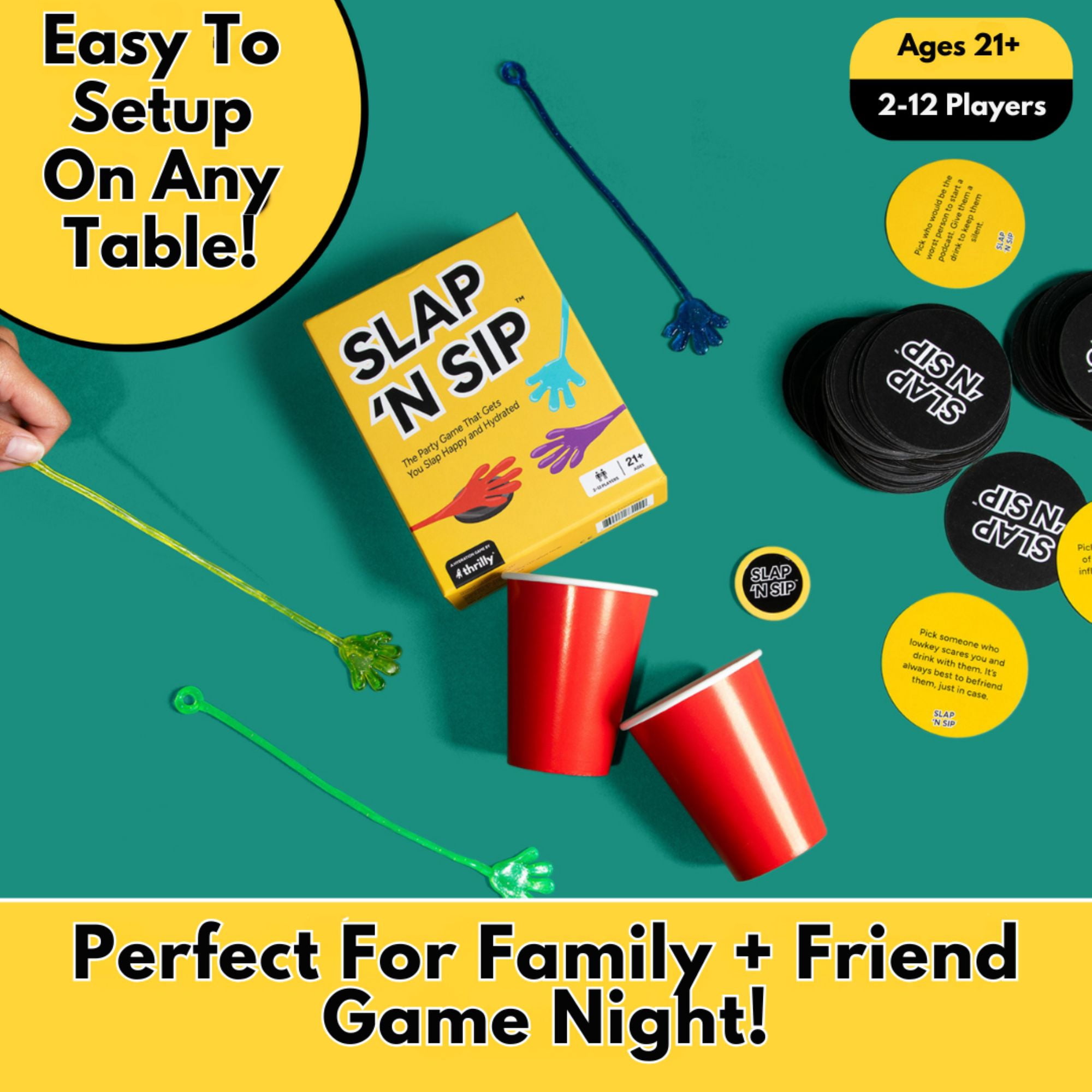 Slap ’N Sip Adult Sticky Hand Party Game for Ages 21 and up, from Asmodee