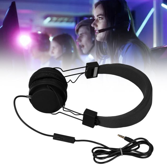 3.5mm Port Wired Gaming Headset, Foldable Stereo Bass Noise Isolation Headphone with with Microphone and Volume Control, Portable Wired Headphones for Smartphone Tablet Computer