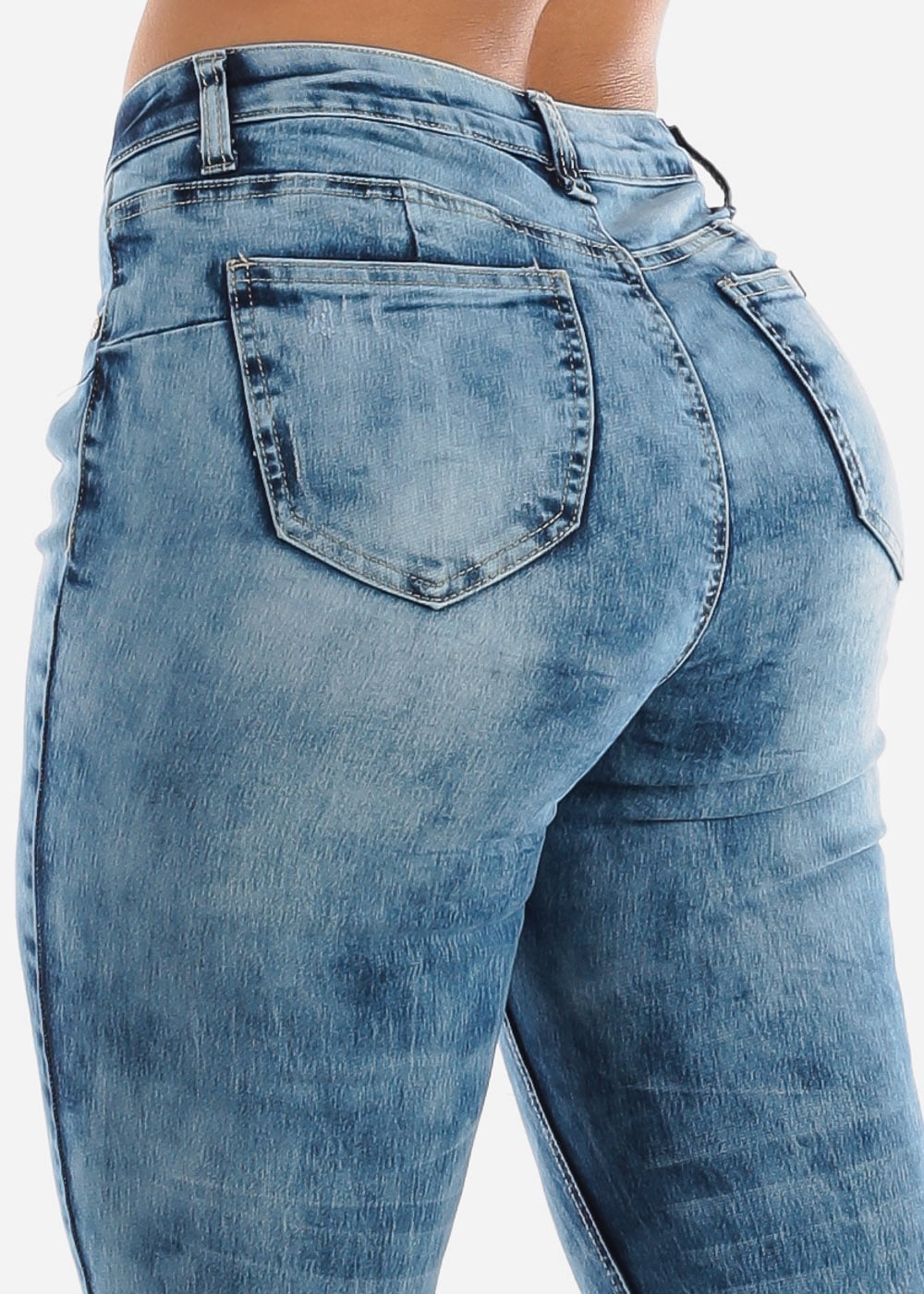 women's distressed denim capris