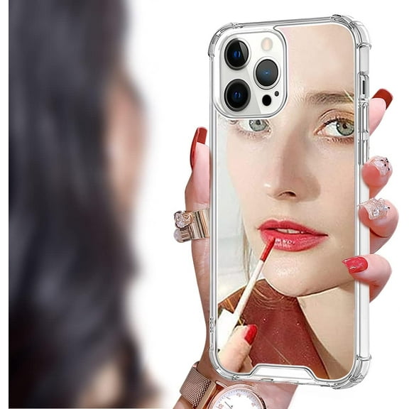 for iPhone 13 pro max Mirror Case for Women,Acrylic Mirror Phone Case That Can Be Used for Outdoor Makeup for Girl Who Love Beauty(Classic Mirror)…