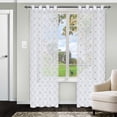 thumbnail image 1 of Elegant Diamond Embroidered Trellis Soft Diffused Light Sheer Curtain Set Grey / 52"x84", 1 of 1