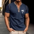 thumbnail image 3 of Henley Shirts for Men Summer Short Sleeve Casual Coconut Tree Graphic T Shirts Beach Vacation Outfits, 3 of 5
