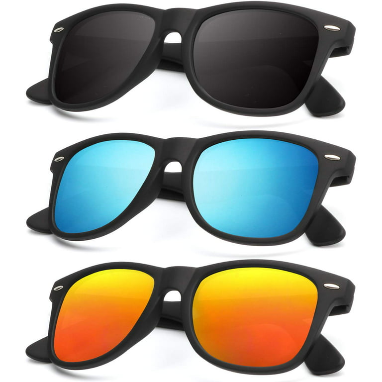 KALIYADI Polarized Sunglasses for Men and Women Matte Finish Sun glasses  Color Mirror Lens 100% UV Blocking 3 Pack