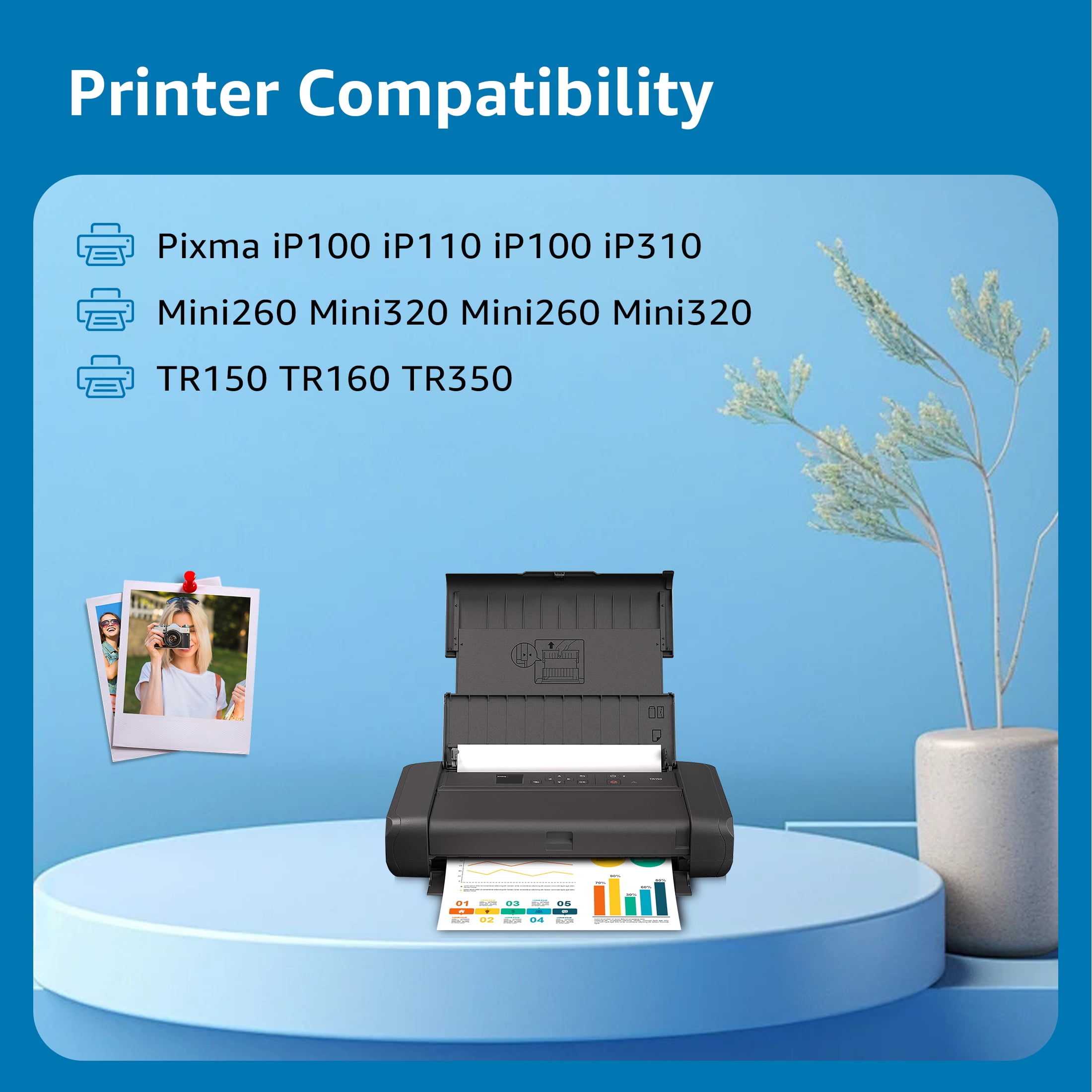 Compatible PGI-35 CLI-36 Ink Cartridges 10 Pack Replacement for Canon Printer Ink 35 36 Work with Canon Pixma iP110 iP100 TR150 TR160 Printers, 6 Black & 4 Color