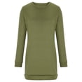 thumbnail image 4 of Lilgiuy New Casual Solid Long Sleeve Round Neck Contrast Color Sweater Top Women's Clothing Sweatshirt Dress Army Green Fall for 2022 Spring Winter, 4 of 5