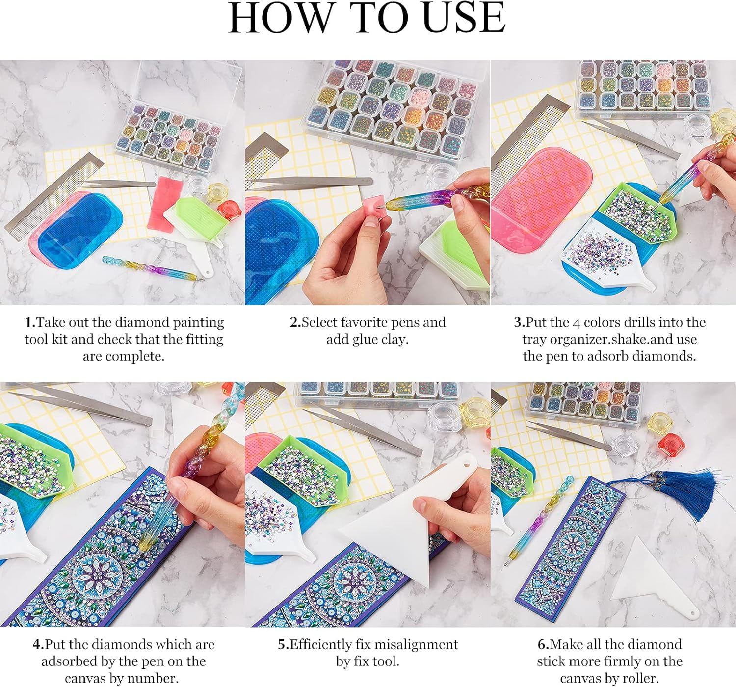 51pcs 5D DIY Painting Tools Diamond Embroidery Stitch Painting Kits with Diamond Storage Case for Painting Embroidery Accessories Supplies Mixed Color