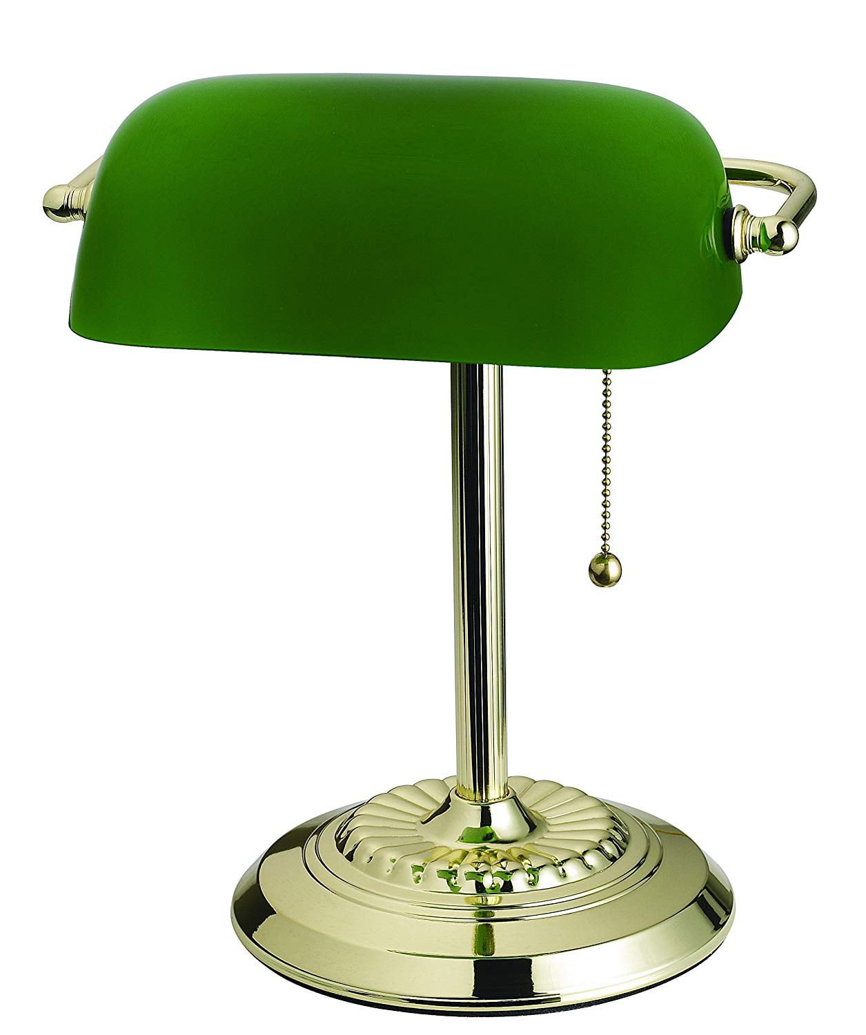 Tensor Brass Plated Banker's Desk Lamp, Green Shade, 13.5 Inches