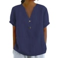 thumbnail image 2 of Tittly T Shirts for Women Tshirts Shirts Women's Fashionable Casual V Neck Short Sleeved Top T Shirt V Neck T Shirts Basic Tees Navy XXL, 2 of 5