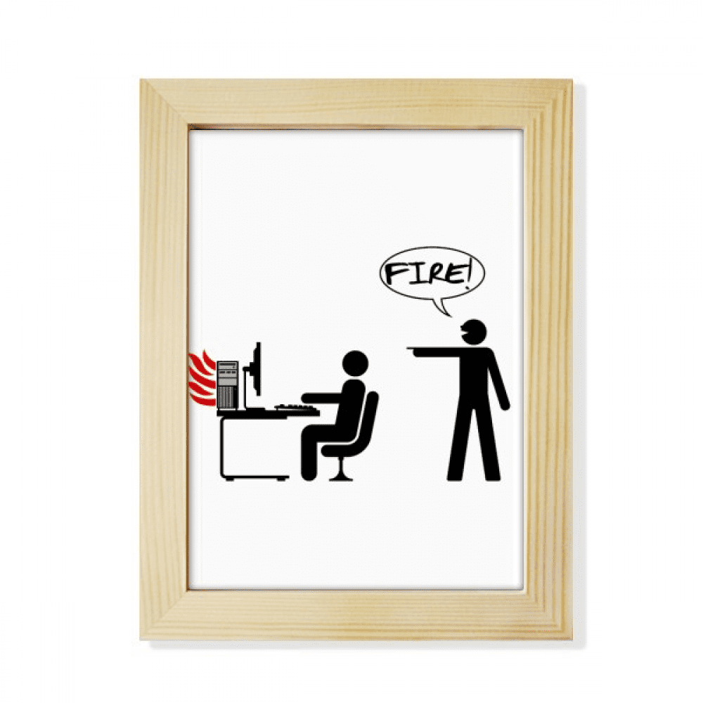Fire Computer Work Desk Art Deco Fashion Desktop Adorn Photo Frame Display Art Painting Wooden