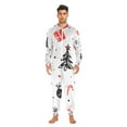 thumbnail image 2 of Christmas Doodle Adult Onesie Pajamas Slim Fit Christmas One Piece Suit Pjs for Women and Men Hooded Zipper, 2 of 7
