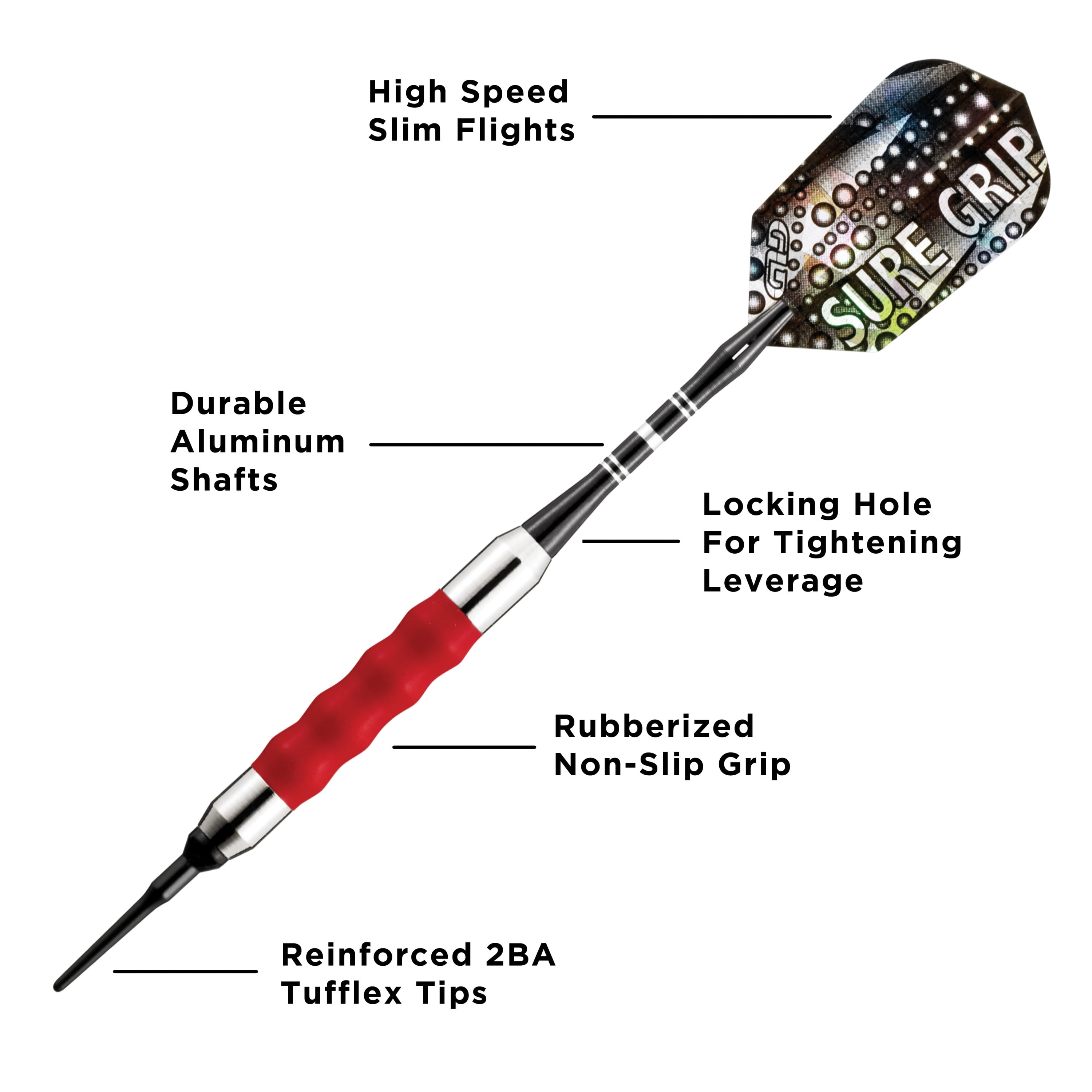 Viper Sure Grip Soft Tip Dart Set, 18 Grams, Red