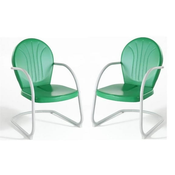 Home Square 2 Piece Metal Patio Chair Set in Grasshopper Green