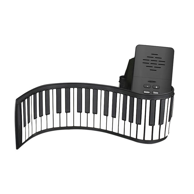 TFixol Portable 88-Key Silicone Roll-Up Piano with Built-In Speakers, Rechargeable Battery, and 16 Timbre Options for Home Practice - PM88T