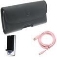 thumbnail image 1 of For Samsung Galaxy S21 (6.2") - [Fingerprint Works] TPU Film Privacy Screen Protector + Holster Leather Case Belt Clip + Charger Cord Pink 10ft Long USB-C Cable, 1 of 1