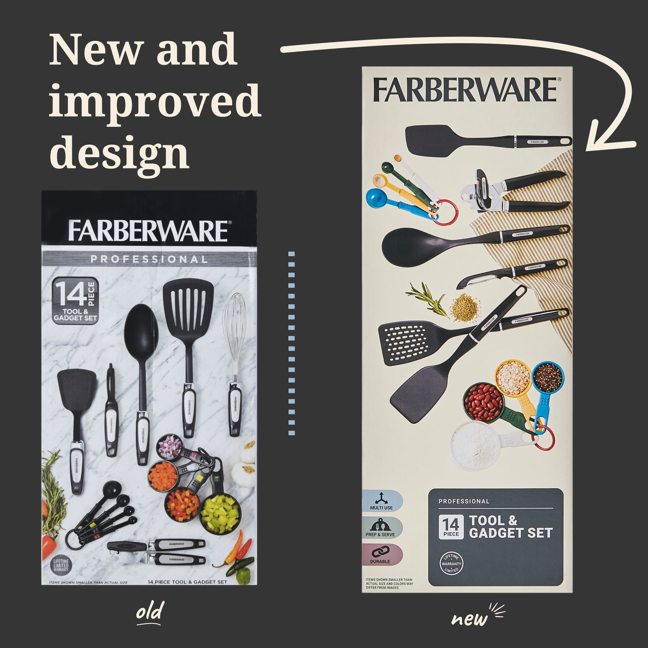 Farberware Professional 14-Piece Kitchen Tool and Gadget Set, Multicolor