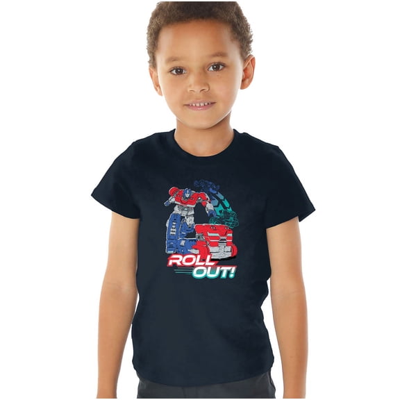 TRANSFORMERS ONE Optimus Roll Out Kids T Shirt (4) for Toddler Boys and Girls, Navy