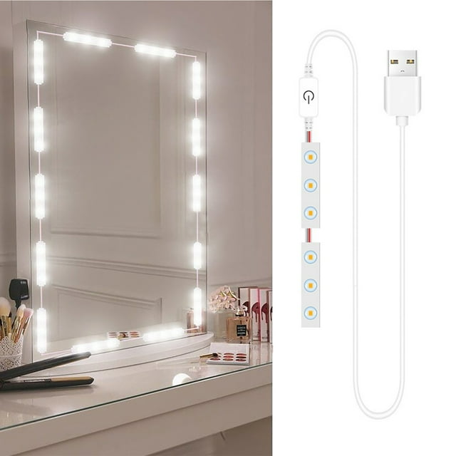 eccomum 2 PCS LED Makeup Mirror Lights Dimmable Touch Control Vanity Mirror Lights Bathroom Mirror Light with USB Cable LED Strip Lights Dressing Mirror