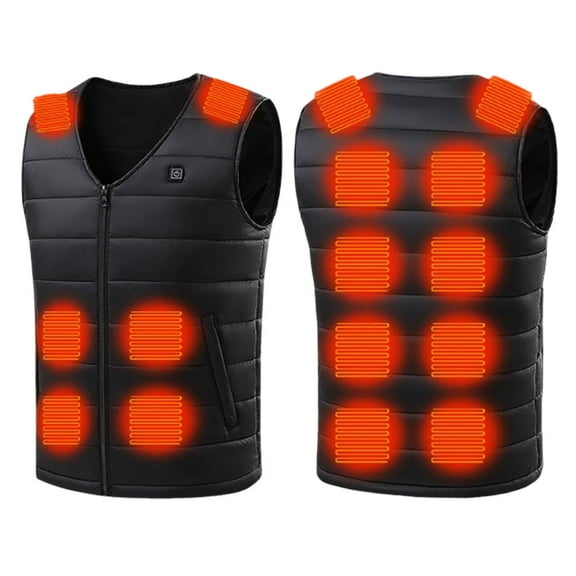 TFEOQRY Men and Women Winter Heating Vest Zipper Four Control of 25 Areas Heating Cotton Jacket with Usb Charging Version Black