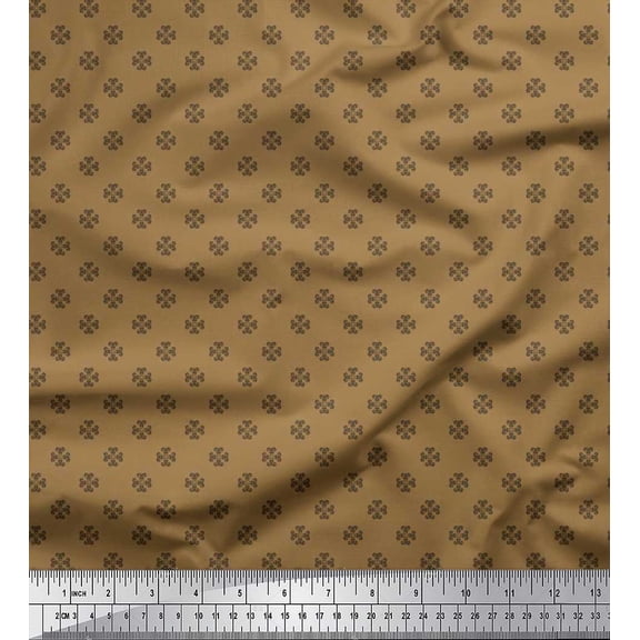 Soimoi Cotton Duck Fabric Dot & Damask Shirting Print Sewing Fabric Yard 42 Inch Wide