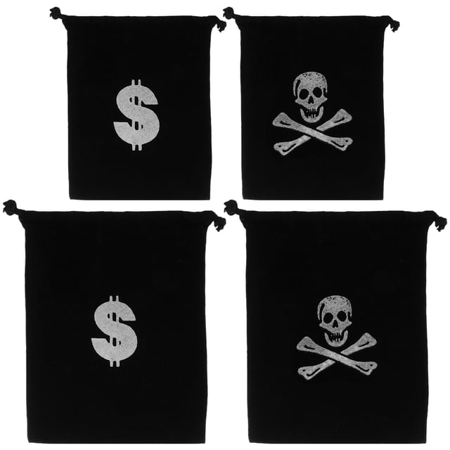 4 bolsas de monedas de tesoro pirata para Halloween, bolsas de monedas doradas