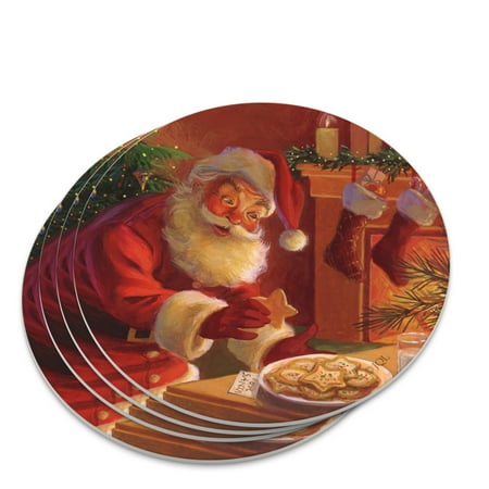 

Christmas Holiday Santa Milk and Cookies Novelty Coaster Set