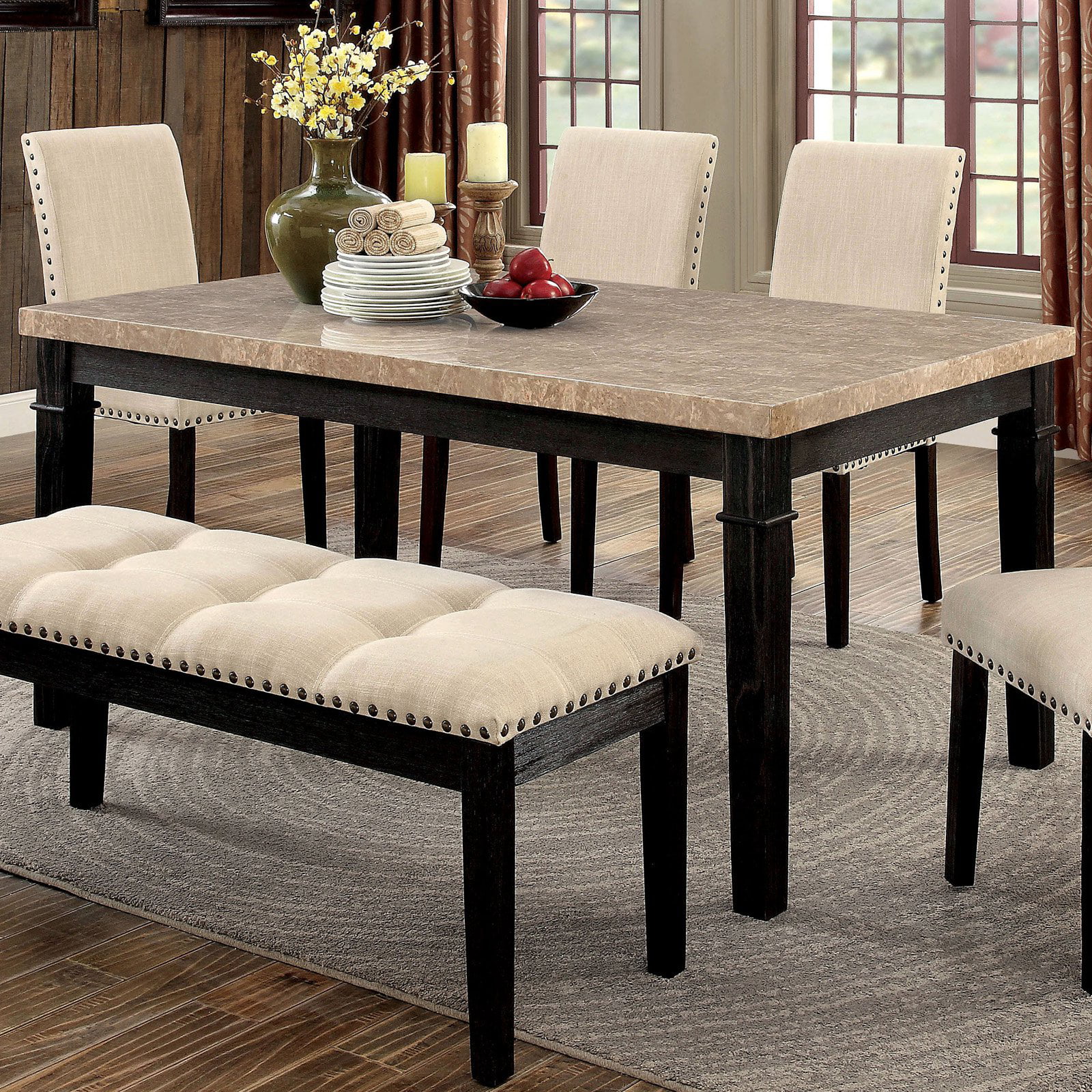 Furniture Of America Althea Contemporary Style Faux Marble Dining Table