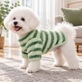 thumbnail image 2 of Goowood Striped Fleece Dog Sweater Warm Soft Small Pet Sweater, Two Legged Puppy Coat Outfit for Cat Small Dogs Chihuahua Fall Winter Apparel, 2 of 7