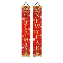 chaungfeng Christmas Door Couplets, Red Decorative Door Frames Couplets, for Entryway Display, Party Decor, Photo Background, 11.8x70.8 Inch