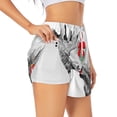 thumbnail image 2 of Bixox Women's Moose Kissing Under Mistletoe pattern 2 in 1 Running Shorts - Lightweight Athletic Workout Gym Yoga Shorts Liner with Pockets - Large, 2 of 7