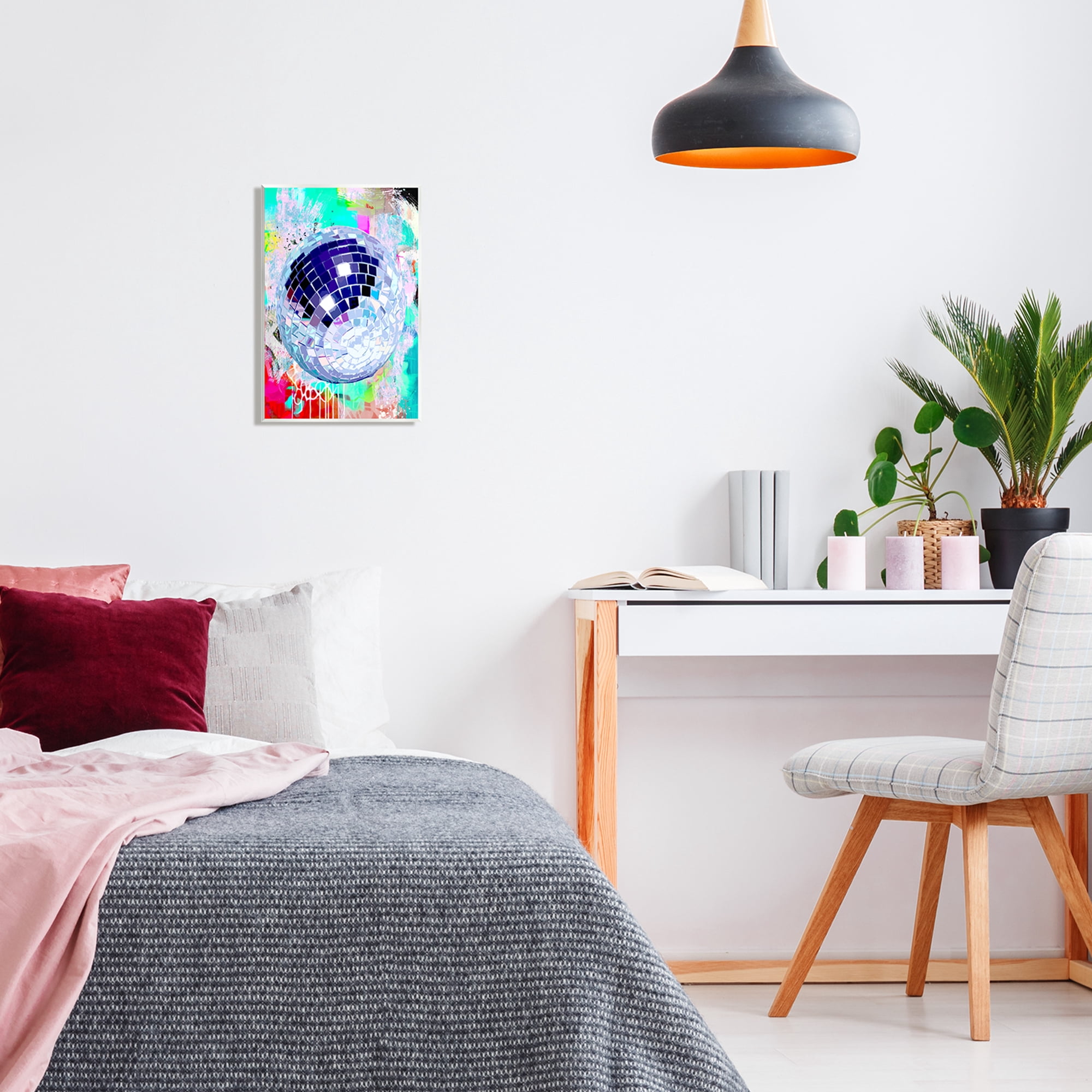 Stupell Industries Disco Ball on Graffiti Abstract Painting Unframed Art Print Wall Art, 10 x 15