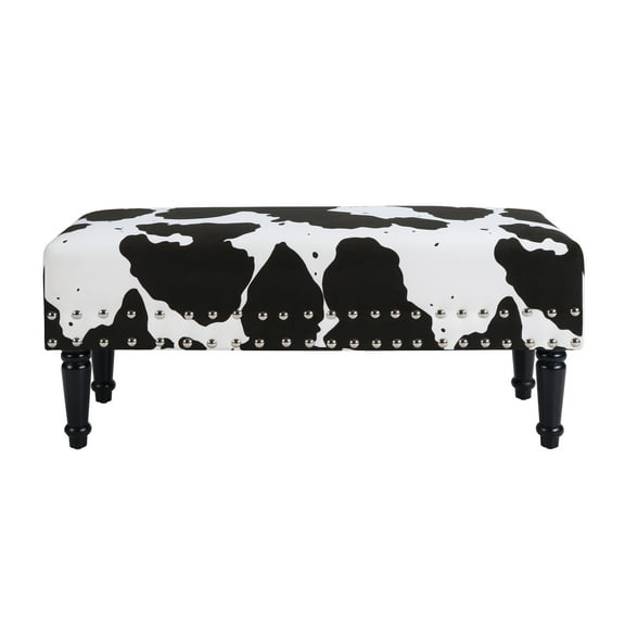 Convenience Concepts Designs4Comfort Cow Print Bench with Nailheads