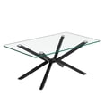 thumbnail image 4 of 39.37" Rectangular Clear Tempered Glass Coffee Table,Stylish Design with Black Metal Legs, Coffee Table for Living Room, 4 of 10