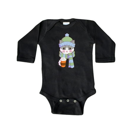 

Inktastic Cute Grey and White Cat in Scarf and Hat Gift Baby Boy or Baby Girl Long Sleeve Bodysuit
