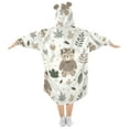 thumbnail image 2 of Dailycode Wearable Blanket Hoodie Oversized Sherpa Flannel Blankets with Pocket for 3-14 Year Old Cute Bear with Wreath, 2 of 7
