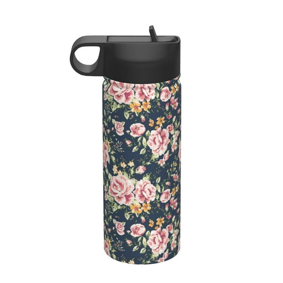 Goofa Vintage Floral for Insulated Kettle 18oz Water Bottle Insulated Tumbler with Handle & Flip Straw - Fits in Cup Holder, Leak Resistant Tumbler