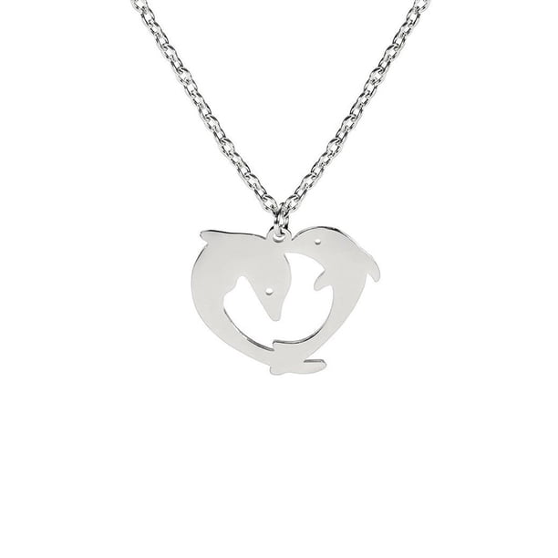 Collar clásico lindo delfín en forma de corazón colgantes de pareja collares con dijes de animales de acero inoxidable joyería de mujer Ropa, zapatos y accesorios Miscelánea Acero inoxidable Guardurnaity AP014157-02