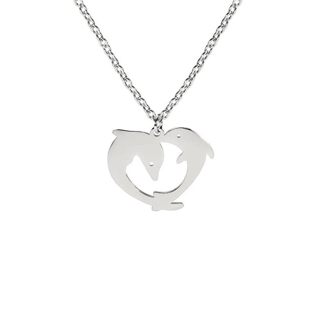 Collar clásico, lindos colgantes en forma de corazón, collares con dijes de animales de acero inoxidable a la moda, cadena de clavícula, Ropa, zapatos y accesorios Miscelánea Acero inoxidable Jumpingount AP014157-02